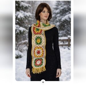 Handmade Crochet Women's Multicolor Crochet Scarf
